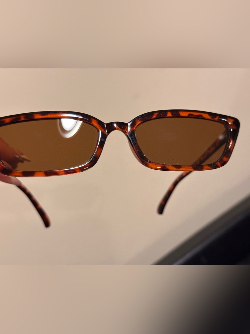 Tortoiseshell Rectangular Sunglasses - Brown Lenses